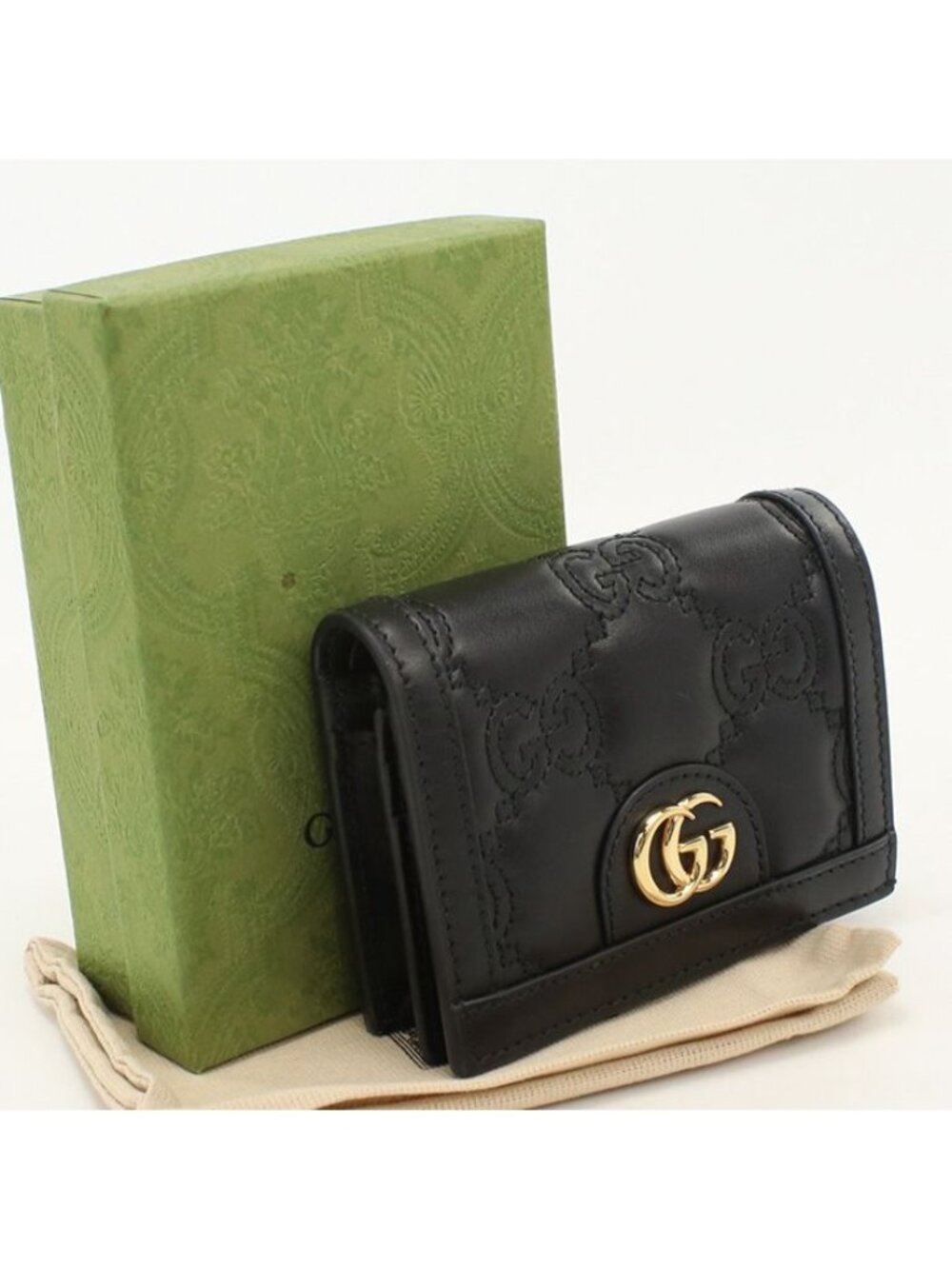 Gucci Card Case Wallet GG Matelasse Bifold Leather